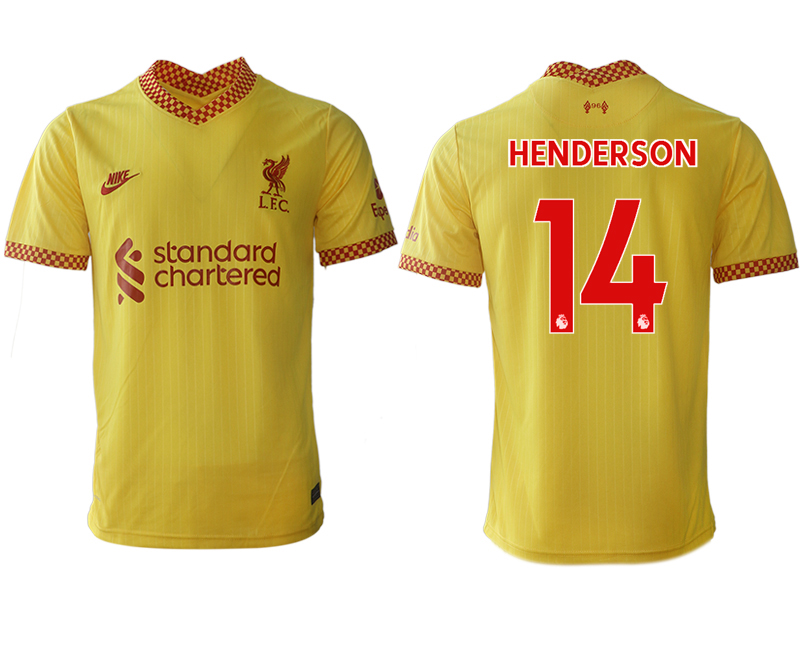 Men 2021-2022 Club Liverpool Second away aaa version yellow #14 Soccer Jersey
